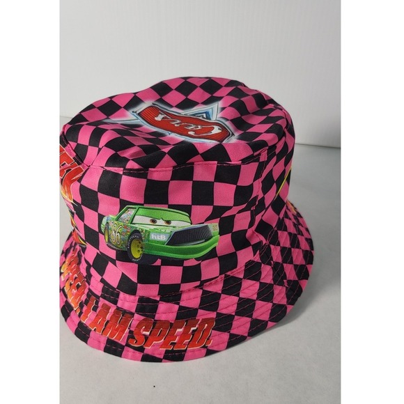 Disney Cars Bucket Hat‎ Lightning McQueen 95 Pink Checkered Kids - Picture 5 of 6